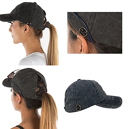 Funky Junque Side Button Criss Cross Ponytail Hats