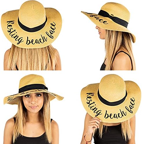 Resting Beach Face Embroidered Sun Hat by Funky Junque