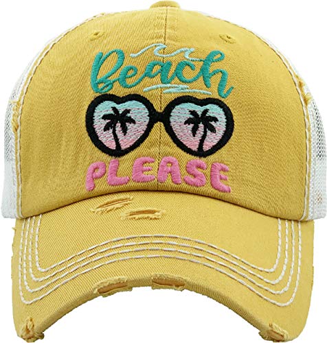 Beach Please Distressed Patch Hat by Funky Junque