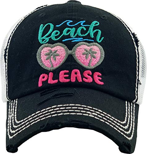 Beach Please Distressed Patch Hat by Funky Junque