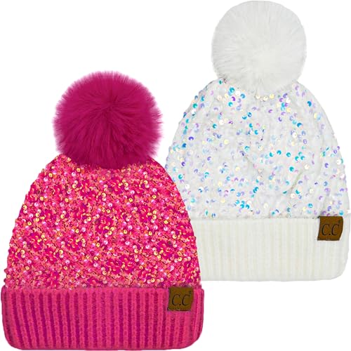 Chunky Sequin Pom Beanie by Funky Junque