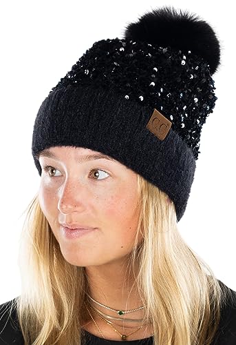 Chunky Sequin Pom Beanie by Funky Junque