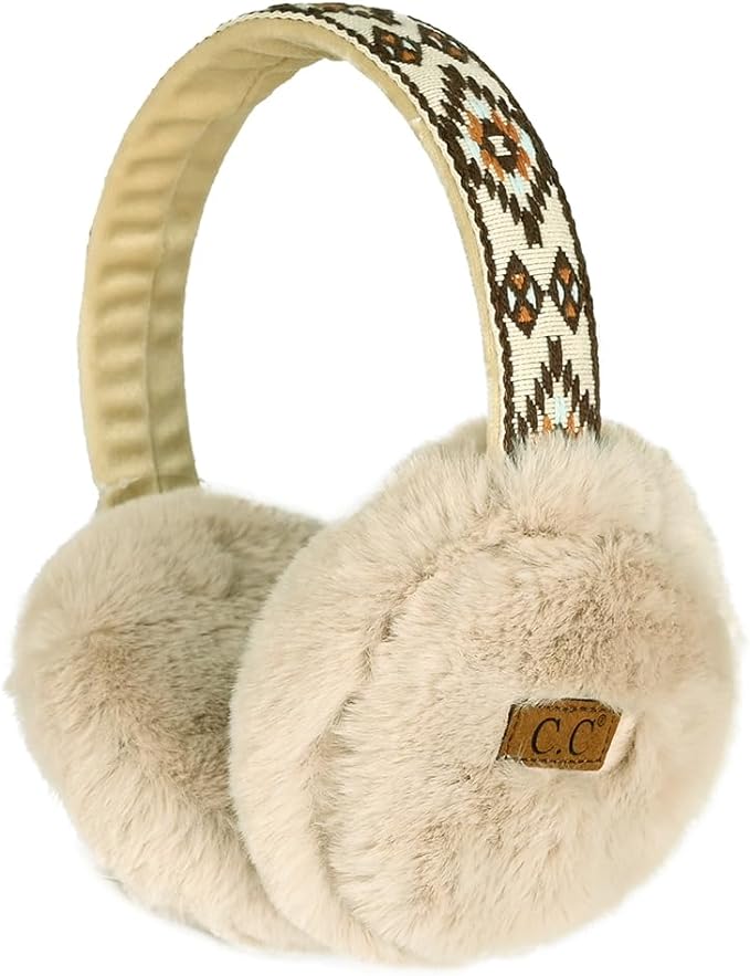 Aztec Adjustable Fuzzy Ear Muffs by Funky Junque