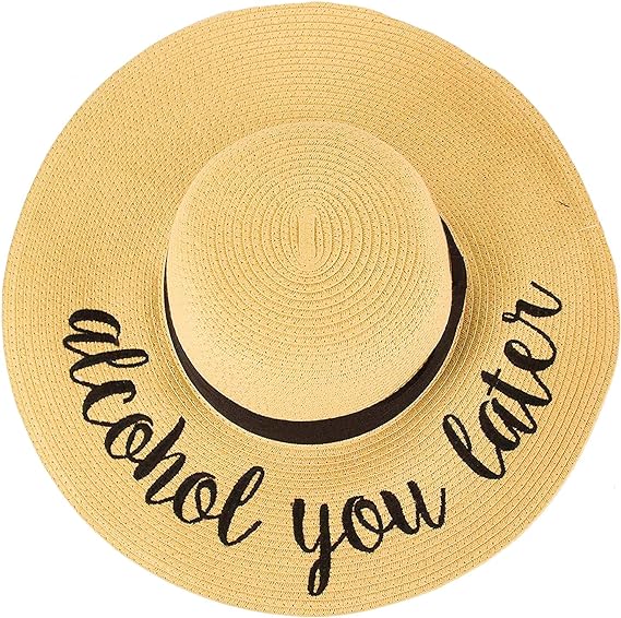 Alcohol You Later Embroidered Sun Hat by Funky Junque