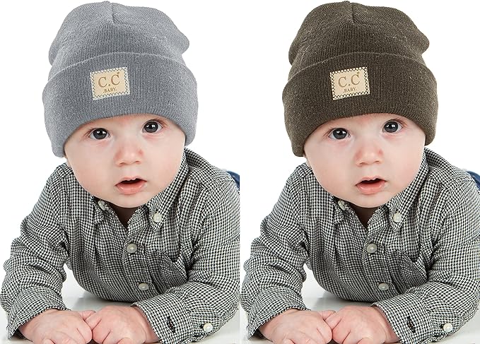 Suede Patch Baby Beanie by Funky Junque