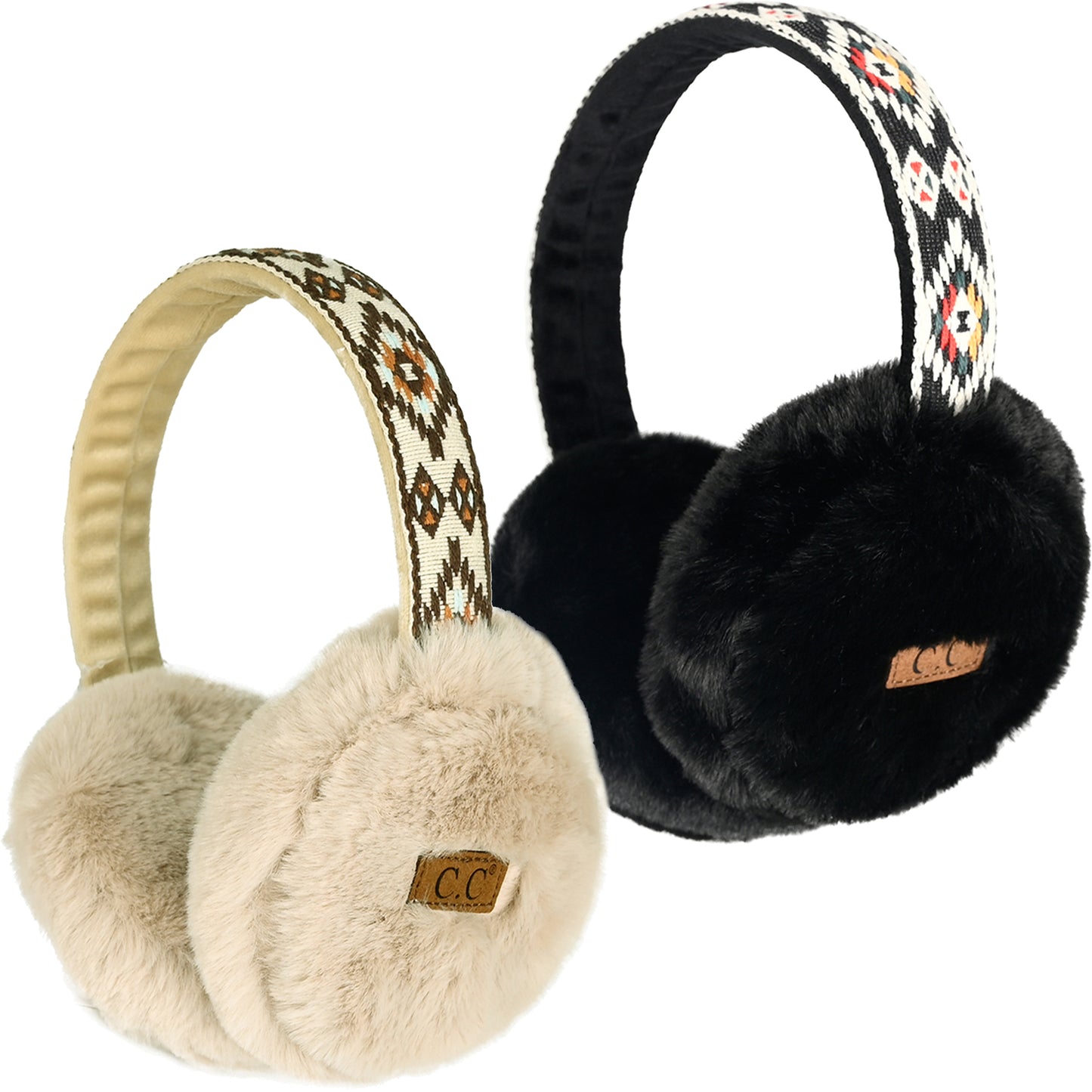 Aztec Adjustable Fuzzy Ear Muffs by Funky Junque