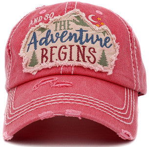 And So the Adventure Begins Distressed Patch Hat by Funky Junque