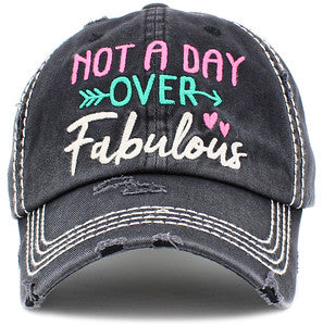 Not a Day Over Fabulous Distressed Patch Hat by Funky Junque