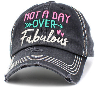 Not a Day Over Fabulous Distressed Patch Hat by Funky Junque