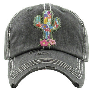 Cactus Distressed Patch Hat by Funky Junque