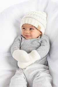 Baby Ribbed Beanie and Matching Mittens Set by Funky Junque