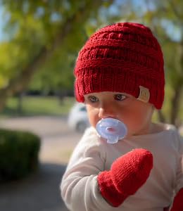 Baby Ribbed Beanie and Matching Mittens Set by Funky Junque