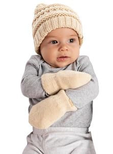 Baby Ribbed Beanie and Matching Mittens Set by Funky Junque