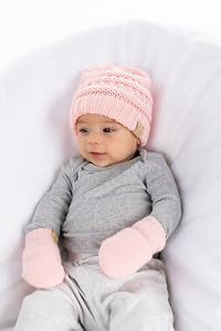 Baby Ribbed Beanie and Matching Mittens Set by Funky Junque