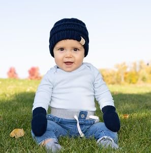 Baby Ribbed Beanie and Matching Mittens Set by Funky Junque