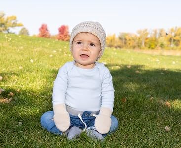 Baby Ribbed Beanie and Matching Mittens Set by Funky Junque