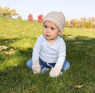 Baby Ribbed Beanie and Matching Mittens Set by Funky Junque