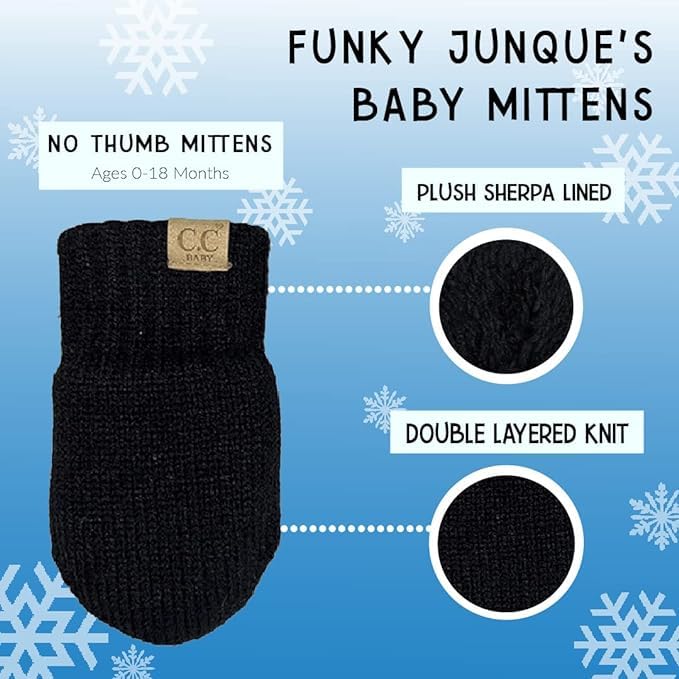 Baby Ribbed Beanie and Matching Mittens Set by Funky Junque