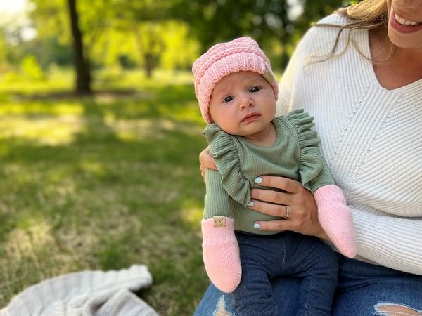 Baby Ribbed Beanie and Matching Mittens Set by Funky Junque