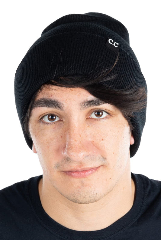 Mens Solid Cuff Knit Beanie