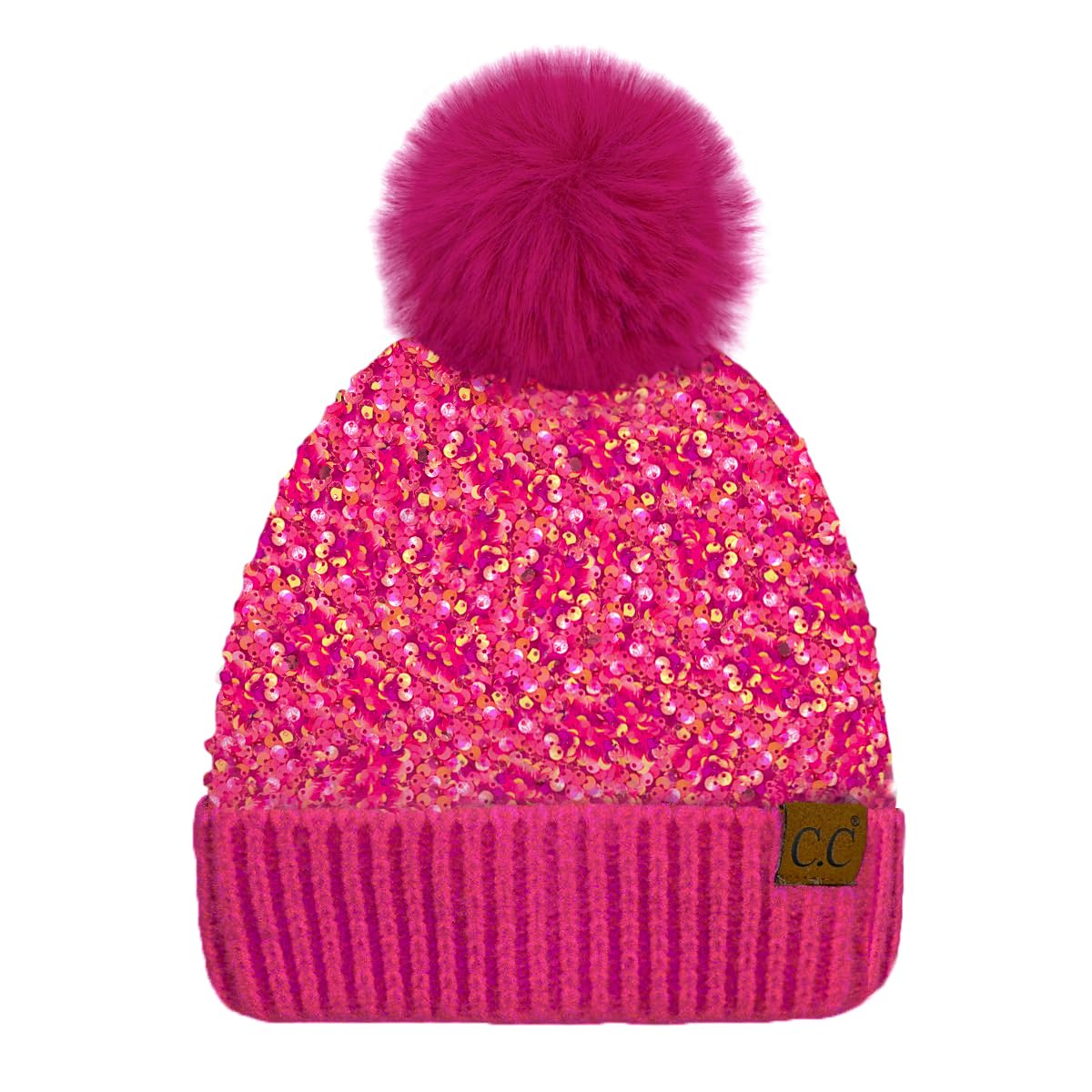 Chunky Sequin Pom Beanie by Funky Junque