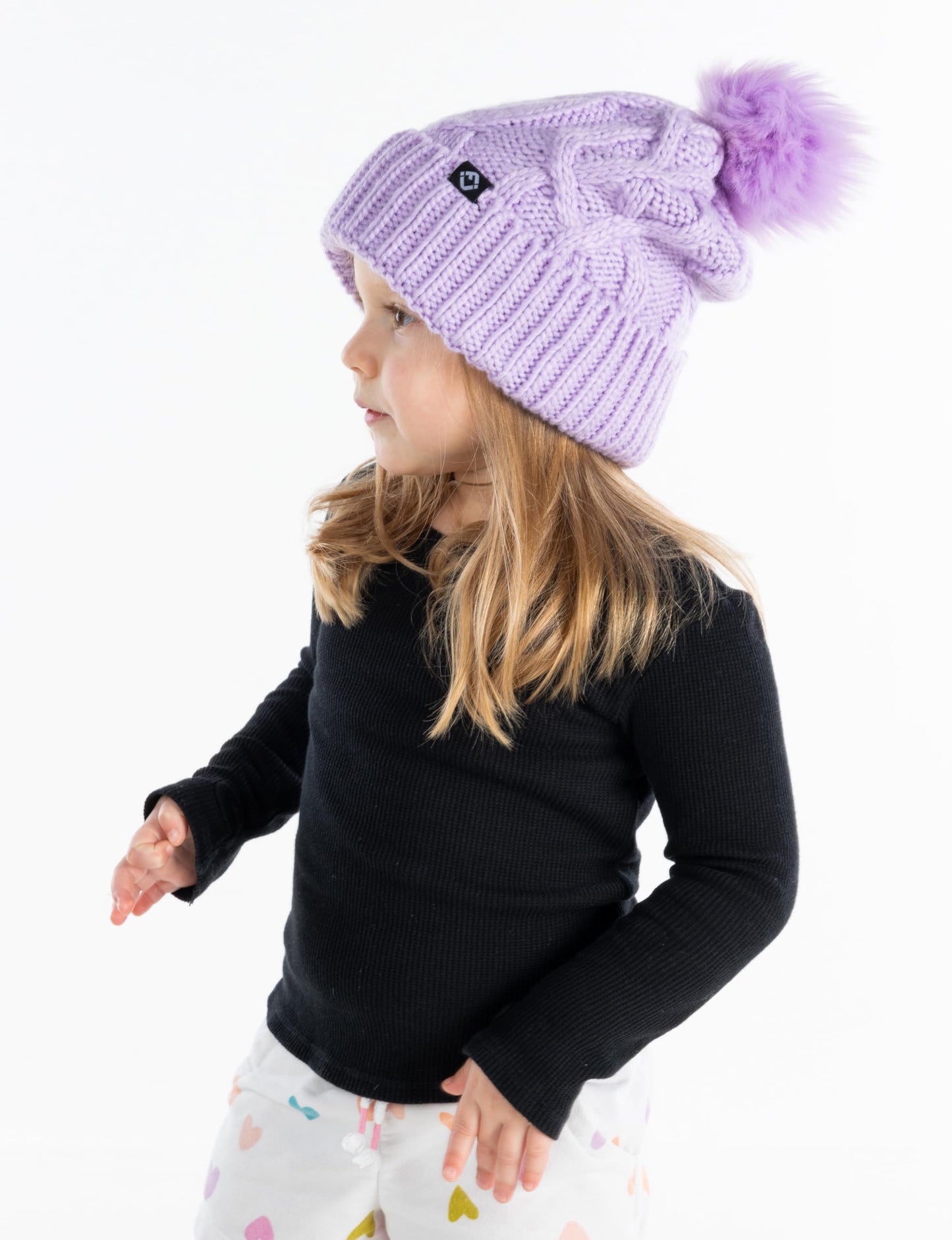 Kids Cable Knit Lined Pom Beanies by Funky Junque