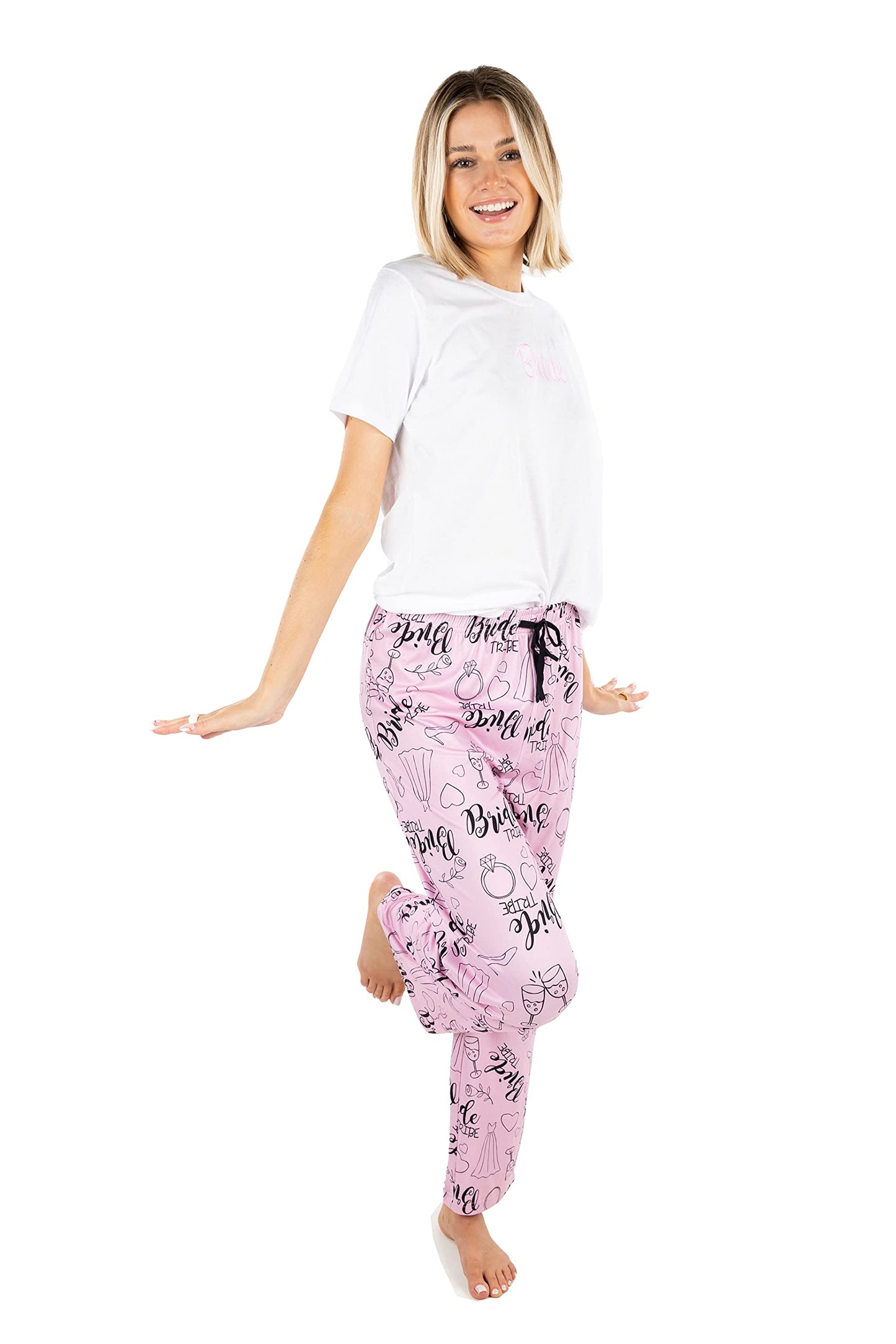 Womens Pajama Set T-Shirt Top Graphic Tee Pajama Pant Lightweight Lounge PJ Sleepwear