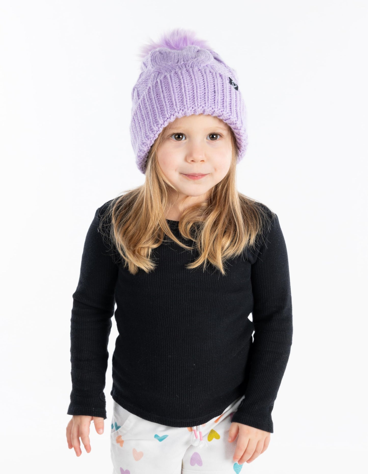 Kids Cable Knit Lined Pom Beanies by Funky Junque