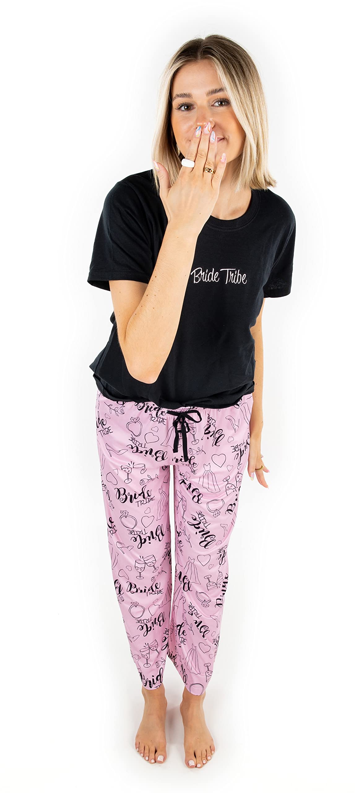 Womens Pajama Set T-Shirt Top Graphic Tee Pajama Pant Lightweight Lounge PJ Sleepwear