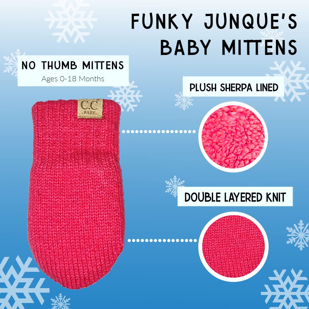 Baby Pom Beanie and Matching Mittens Set by Funky Junque