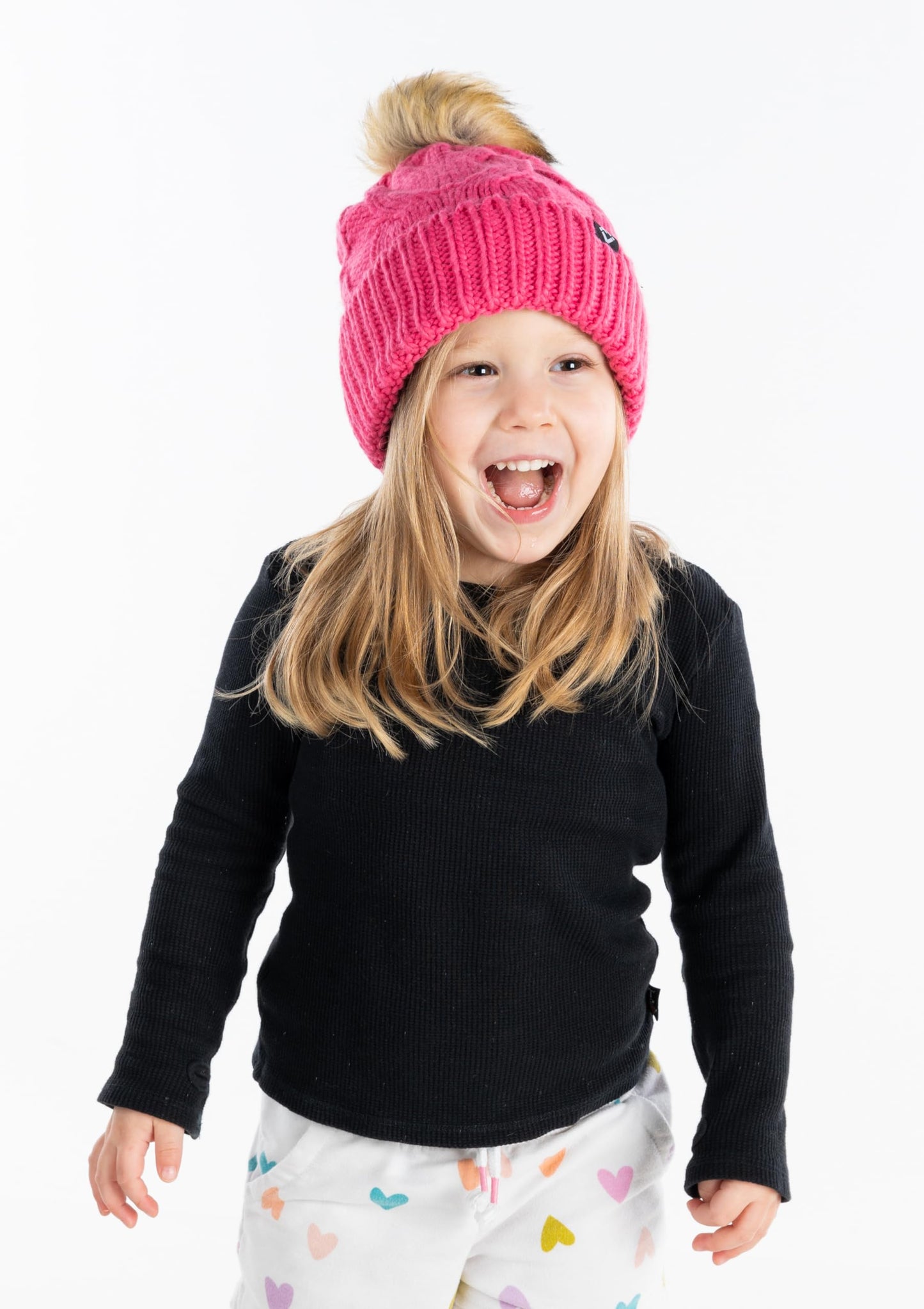 Kids Cable Knit Lined Pom Beanies by Funky Junque