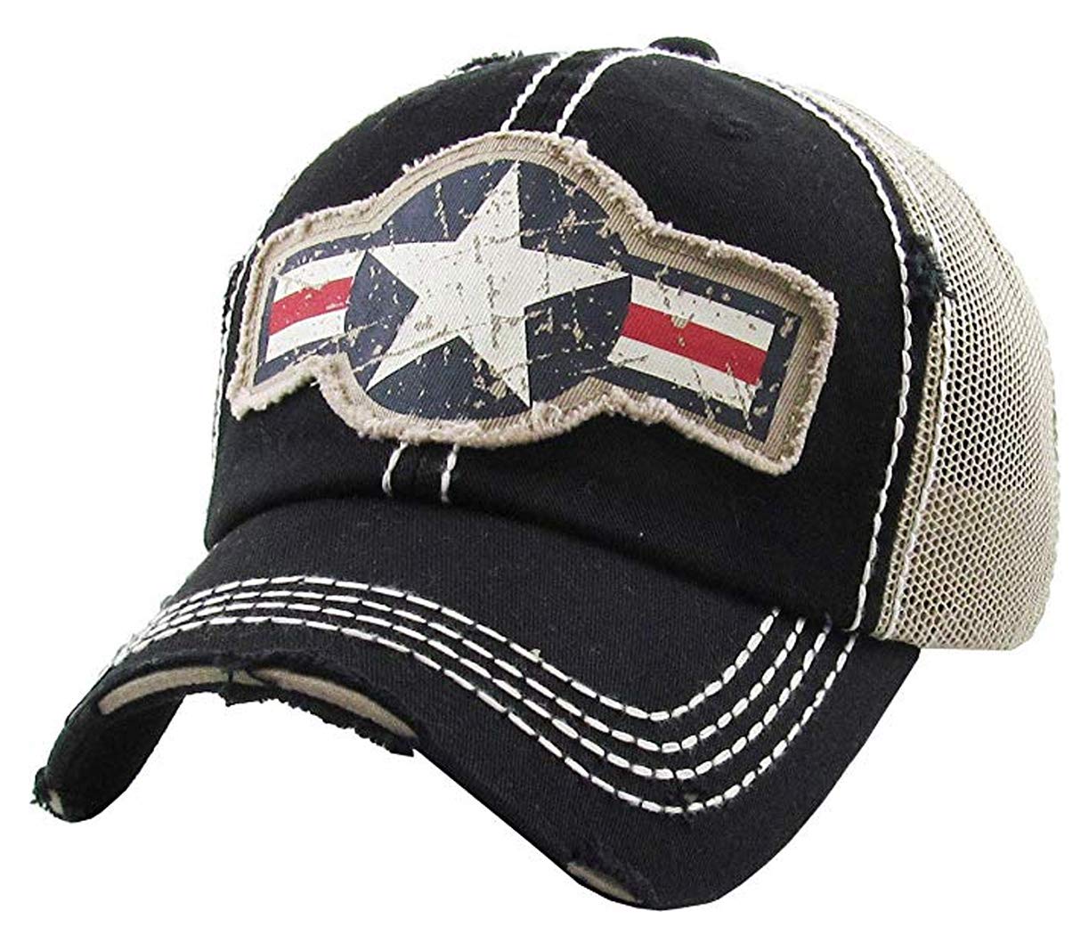 Air Force Star Distressed Baseball Cap by Funky Junque