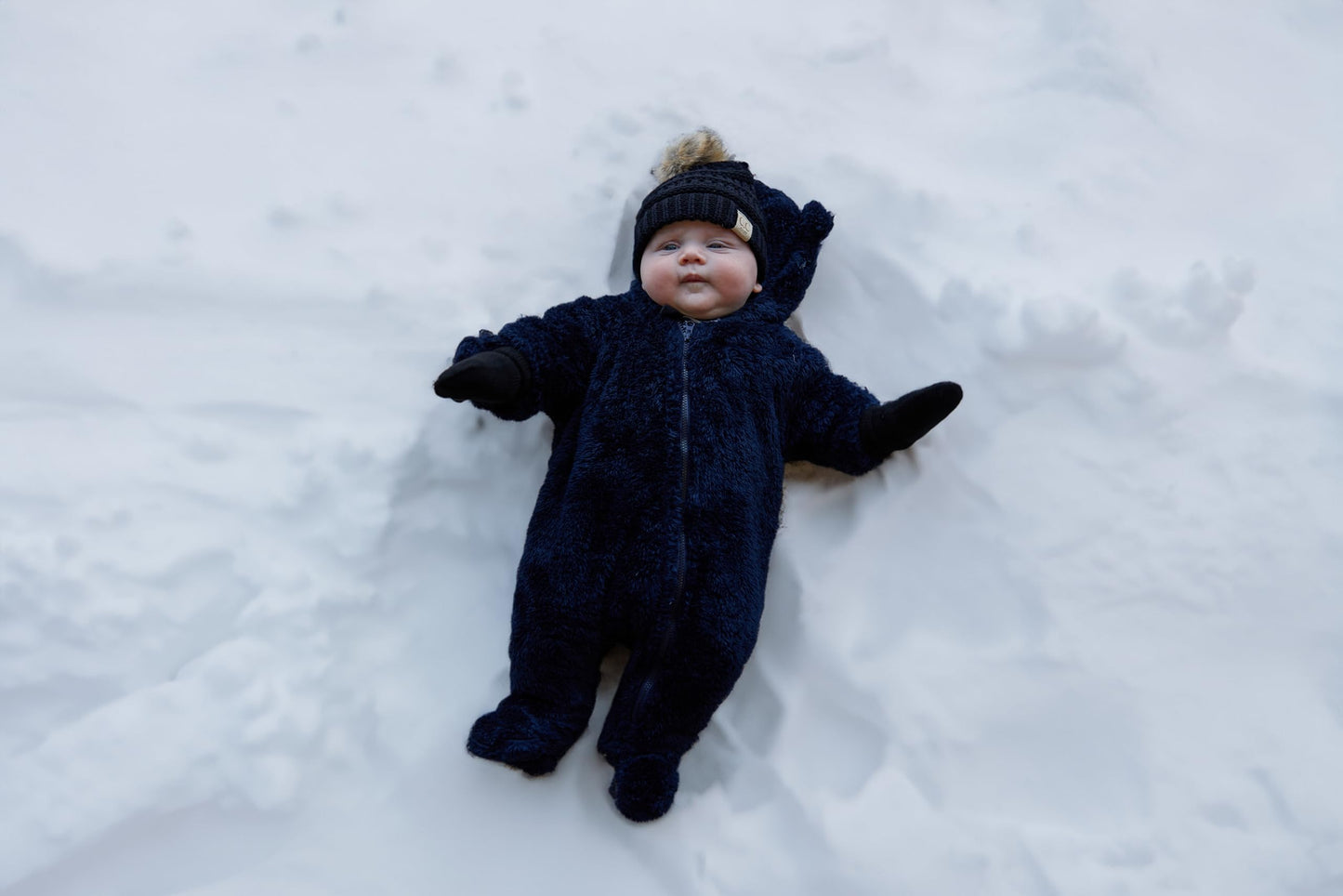 Baby Pom Beanie and Matching Mittens Set by Funky Junque