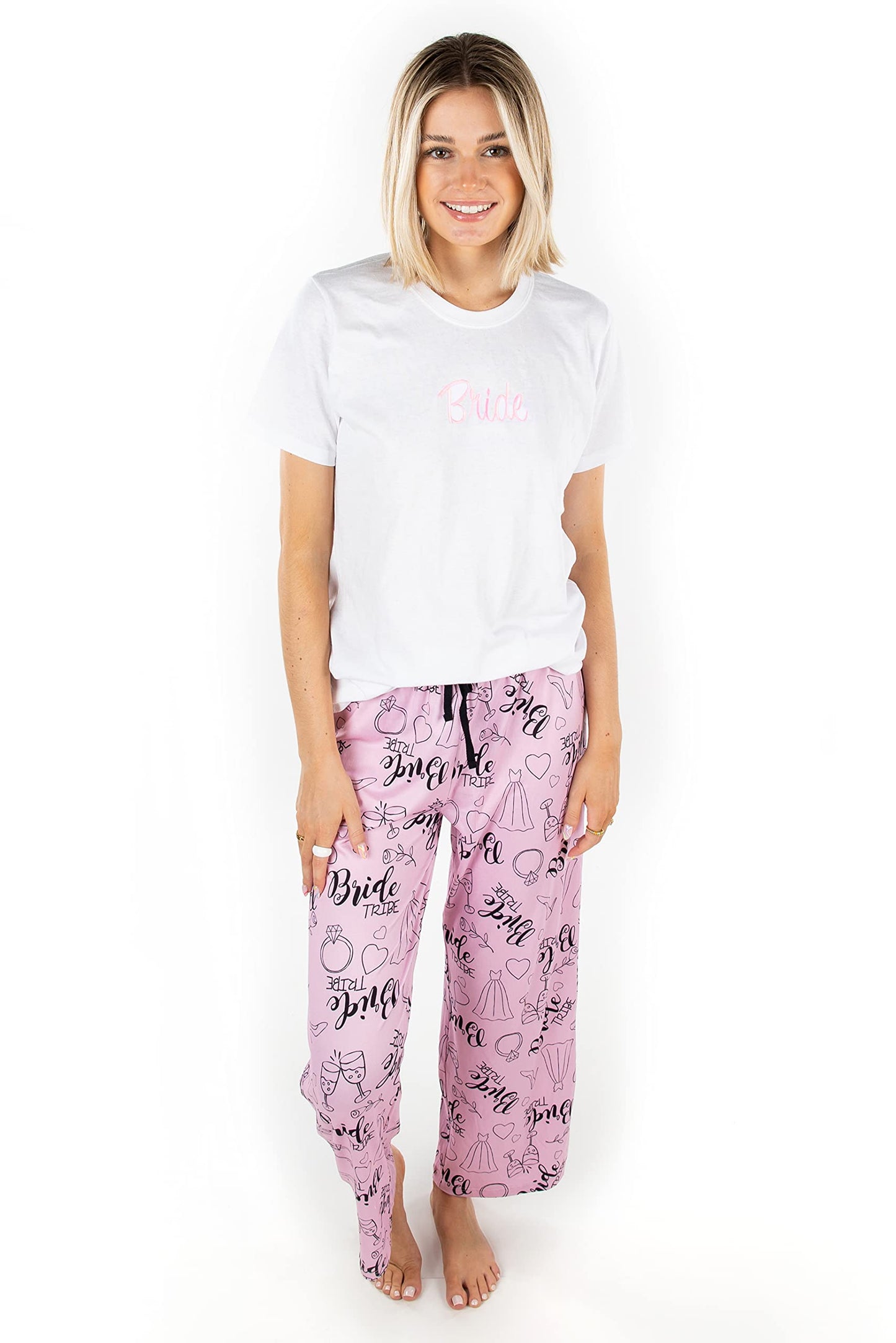 Womens Pajama Set T-Shirt Top Graphic Tee Pajama Pant Lightweight Lounge PJ Sleepwear