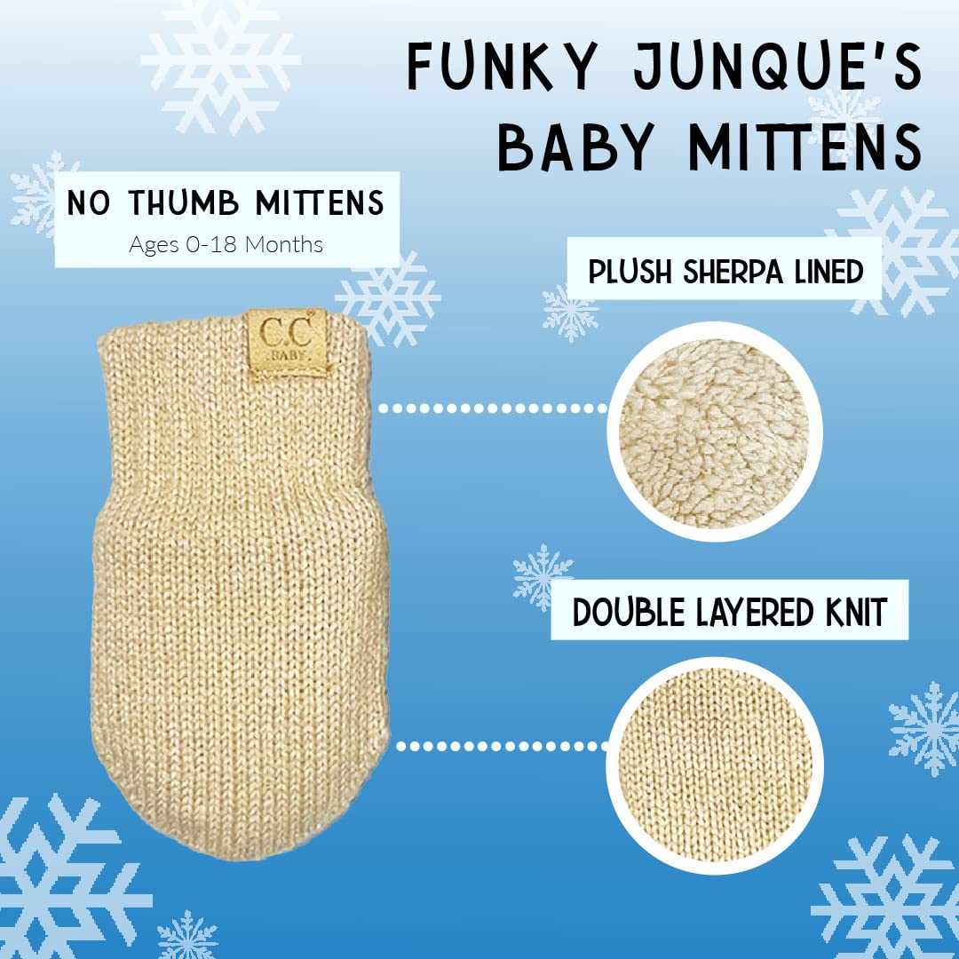 Baby Ribbed Beanie and Matching Mittens Set by Funky Junque