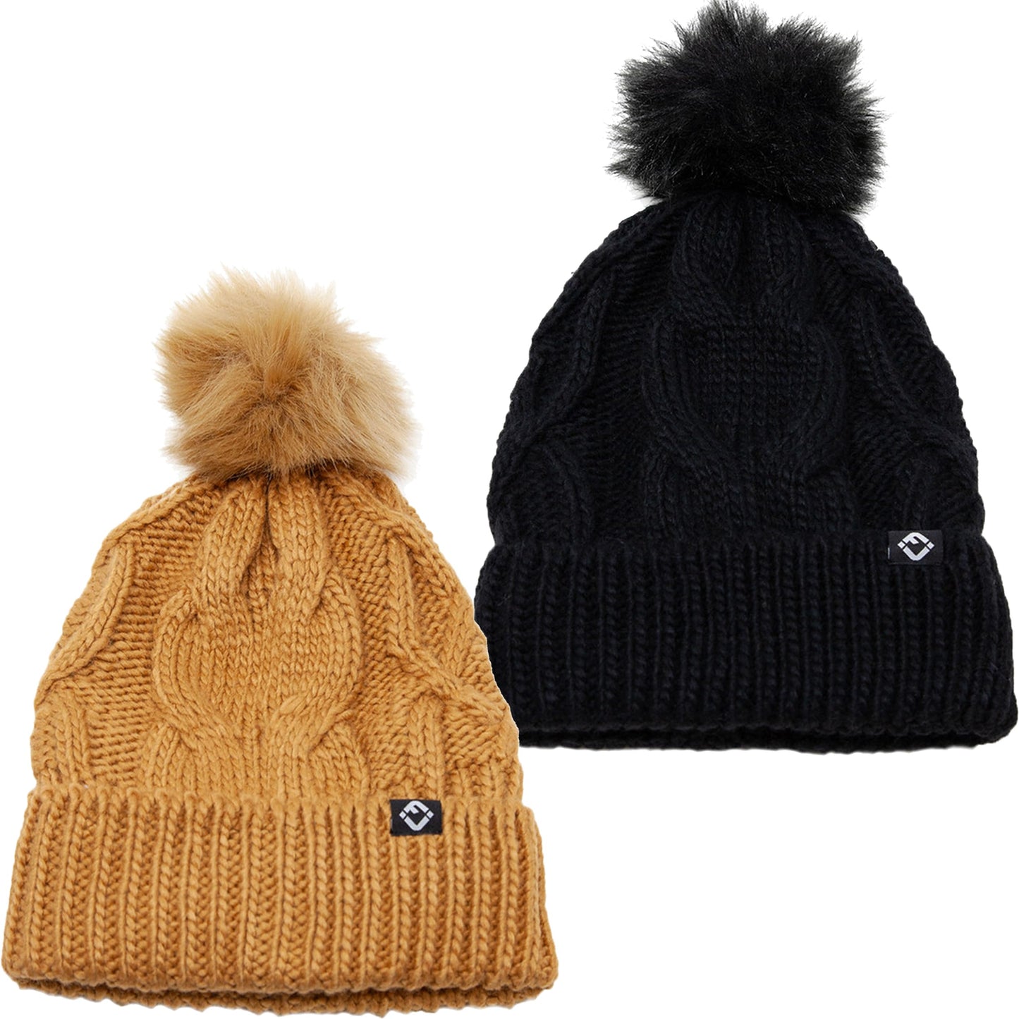 Kids Cable Knit Lined Pom Beanies by Funky Junque