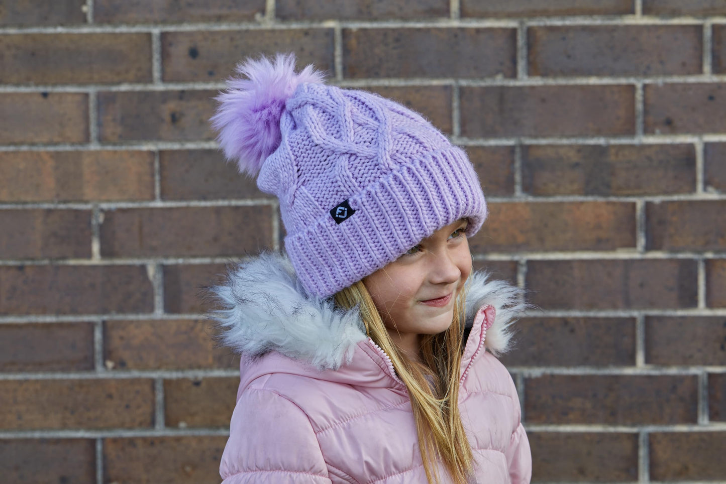 Kids Cable Knit Lined Pom Beanies by Funky Junque