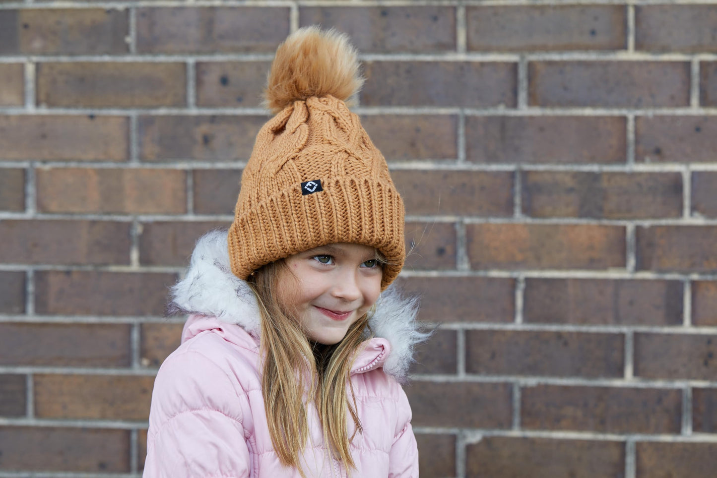 Kids Cable Knit Lined Pom Beanies by Funky Junque