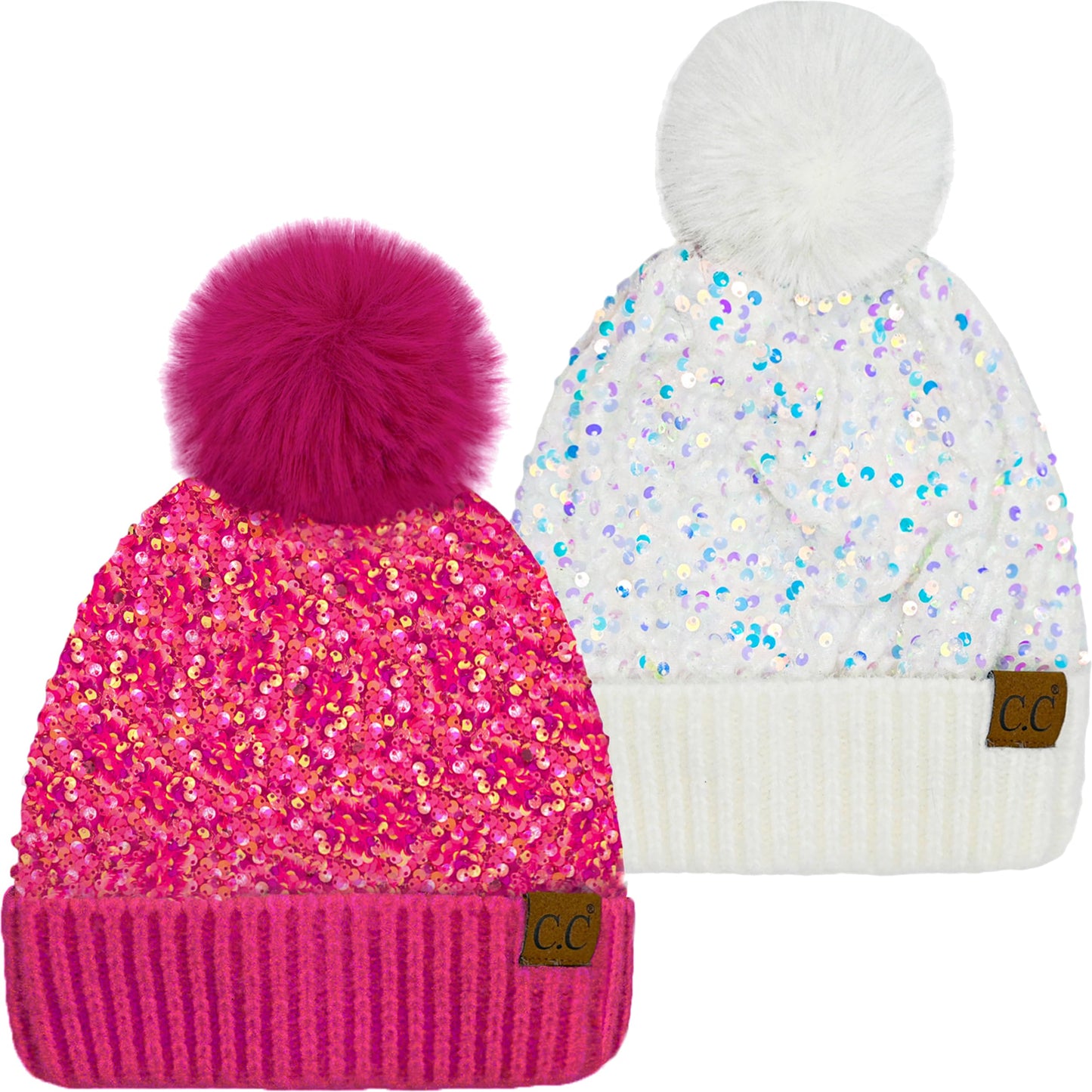 Chunky Sequin Pom Beanie by Funky Junque