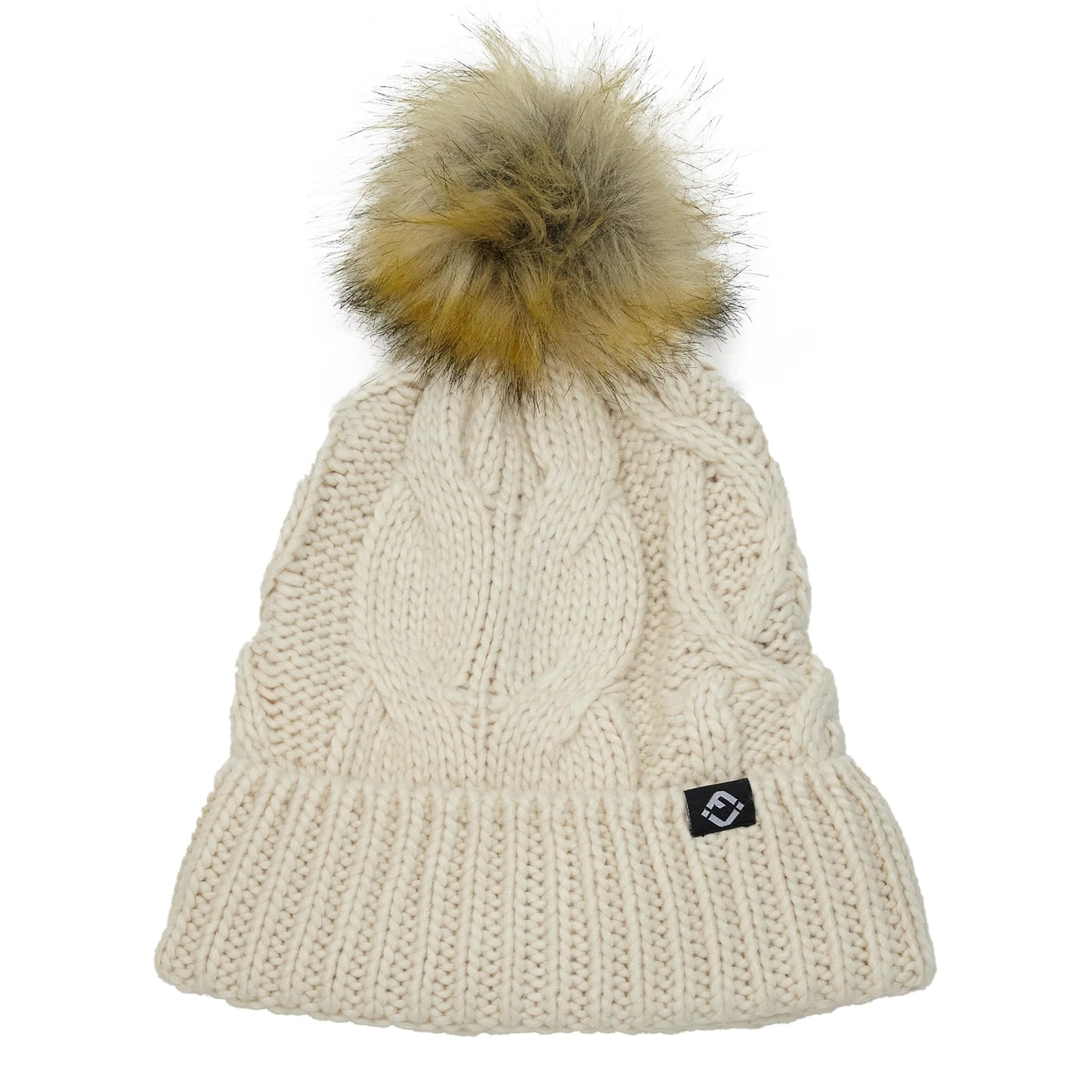 Kids Cable Knit Lined Pom Beanies by Funky Junque