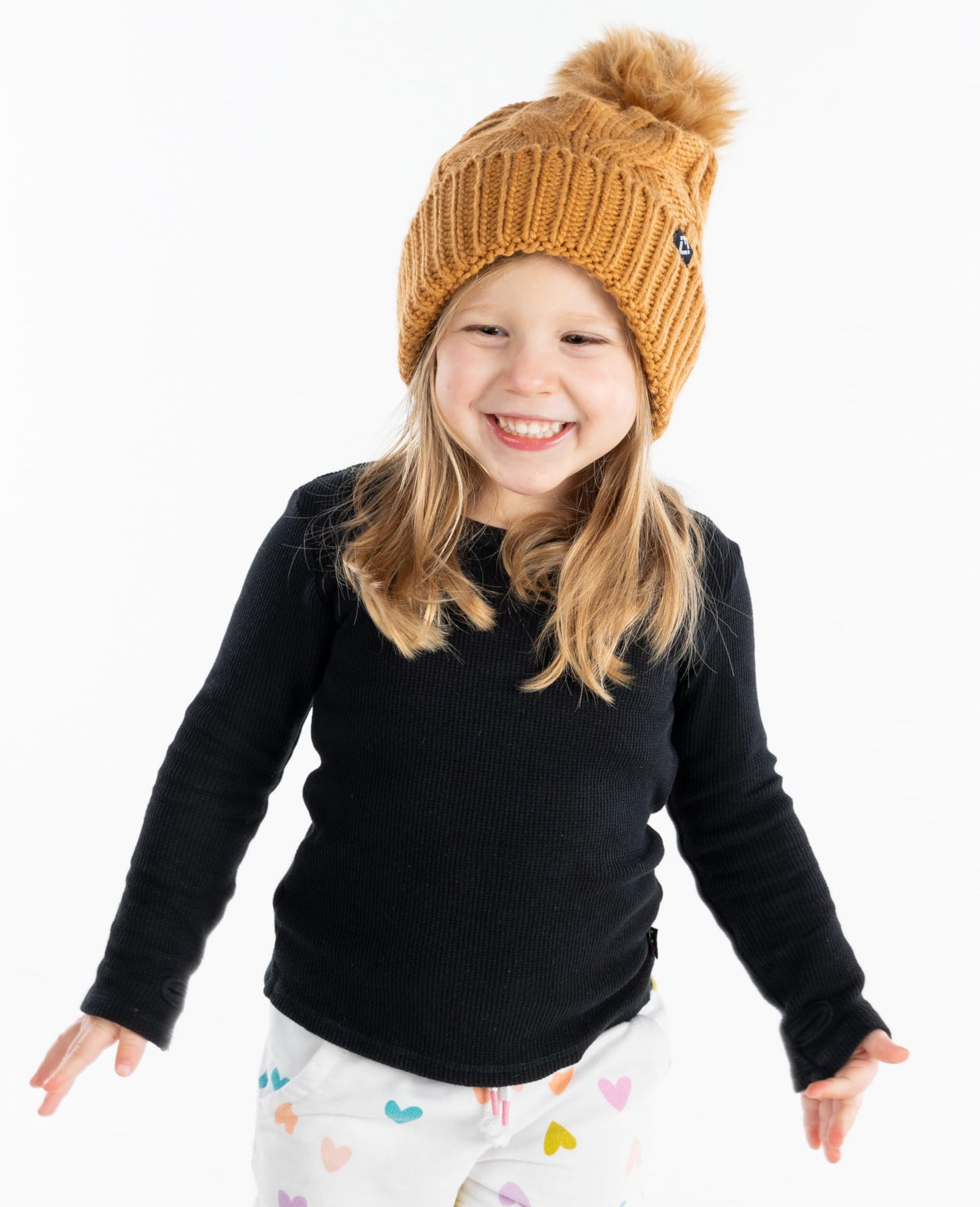 Kids Cable Knit Lined Pom Beanies by Funky Junque