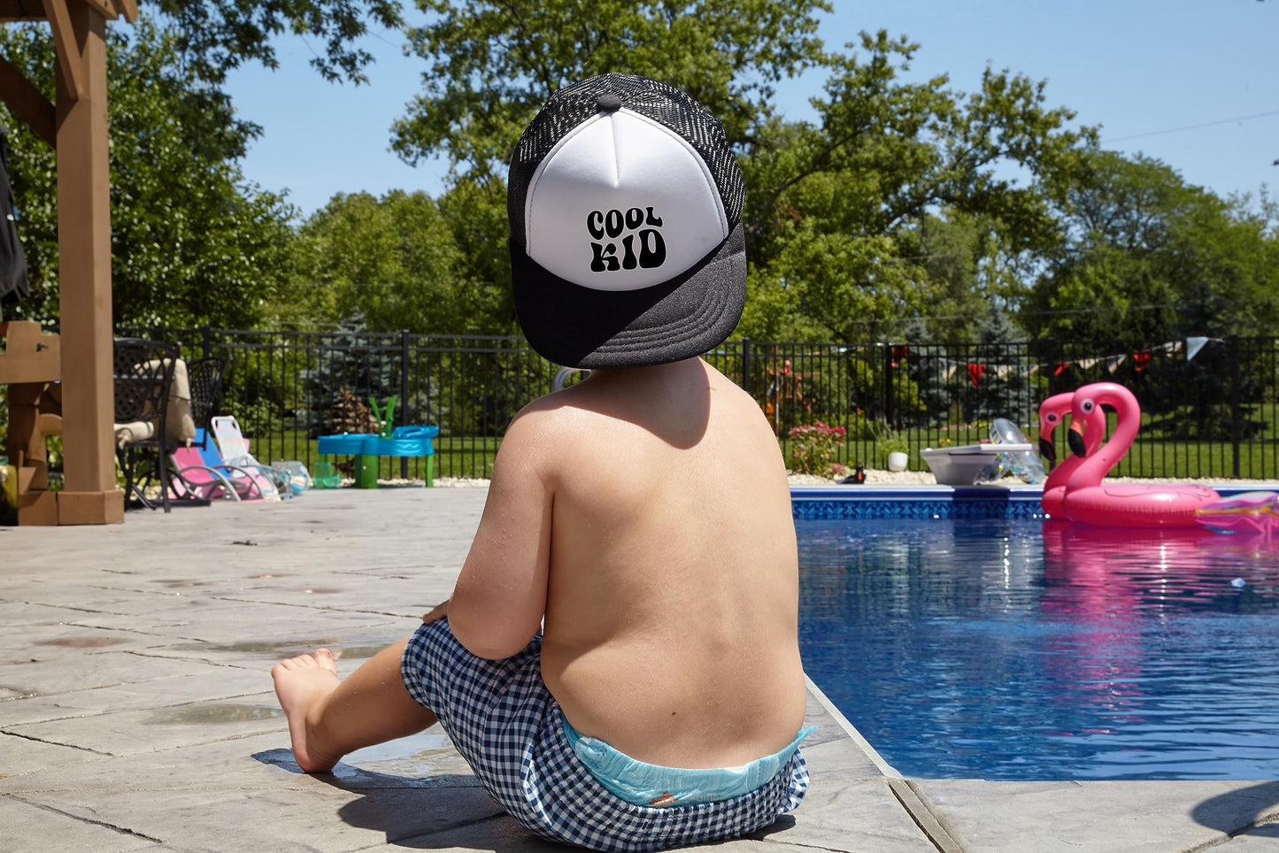 Kids Flat Brim Trucker Hat by Funky Junque