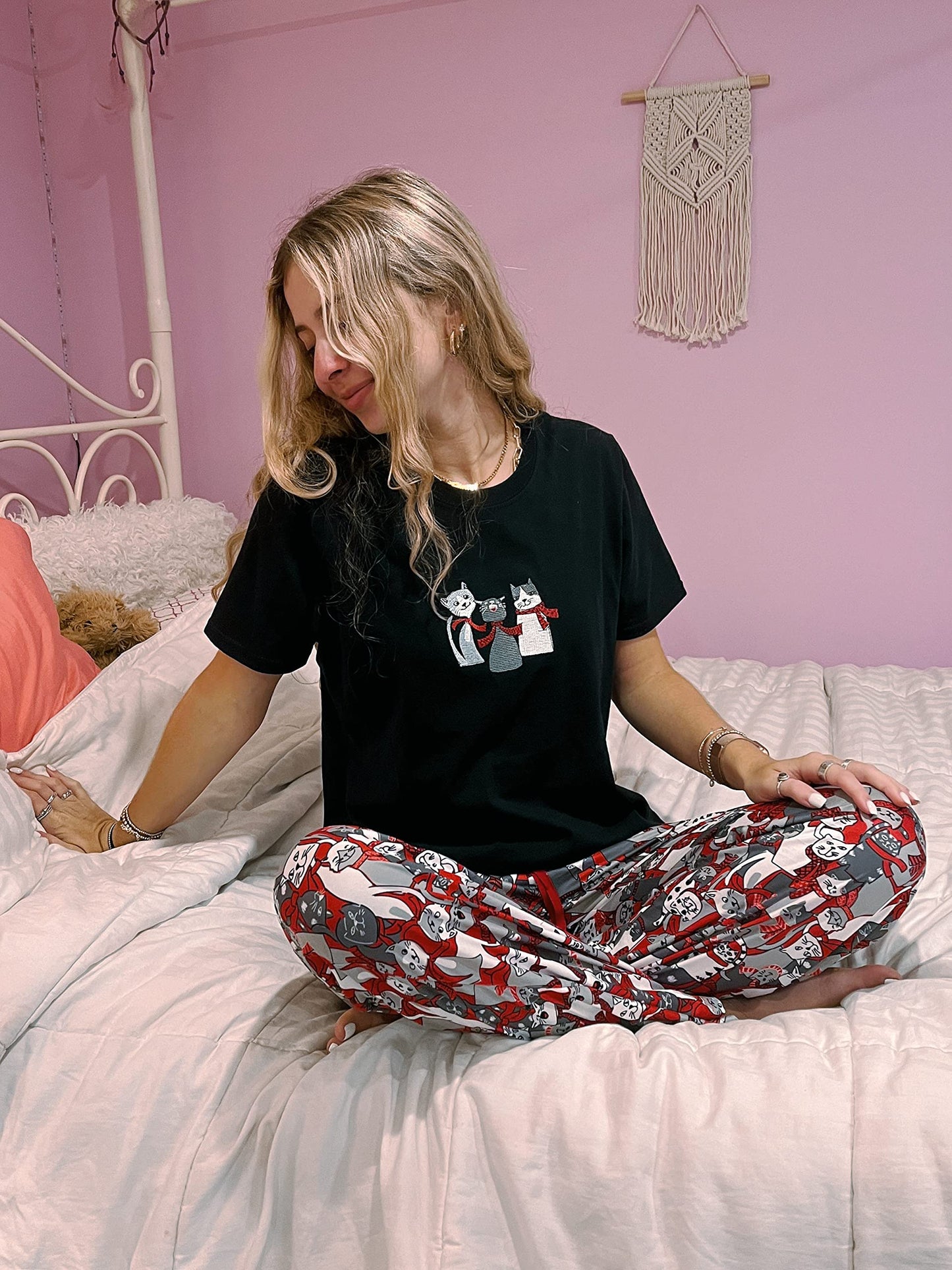 Womens Pajama Set T-Shirt Top Graphic Tee Pajama Pant Lightweight Lounge PJ Sleepwear