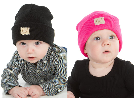 Suede Patch Baby Beanie by Funky Junque