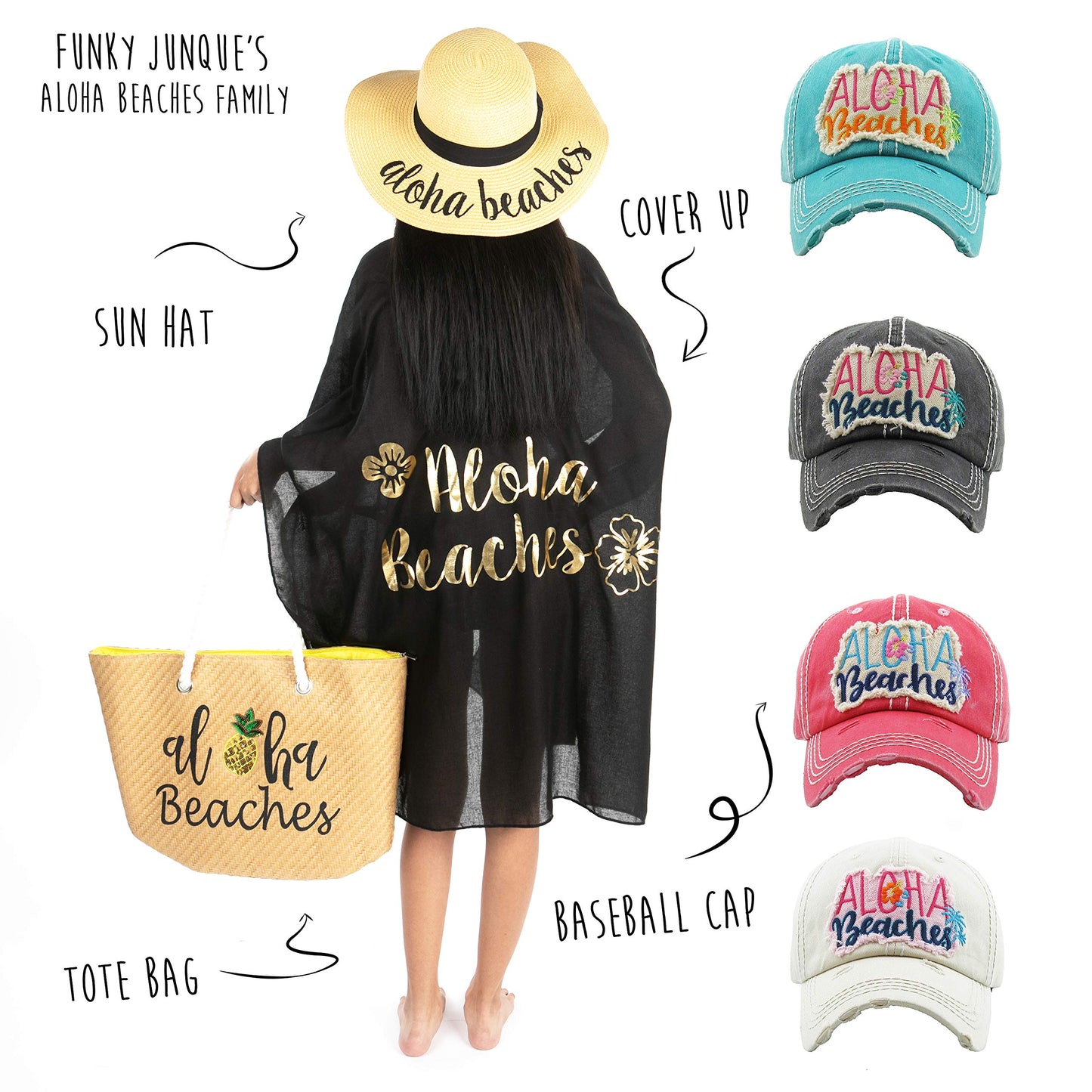 Funky Junque Floppy Beach Sun Hat Bundle