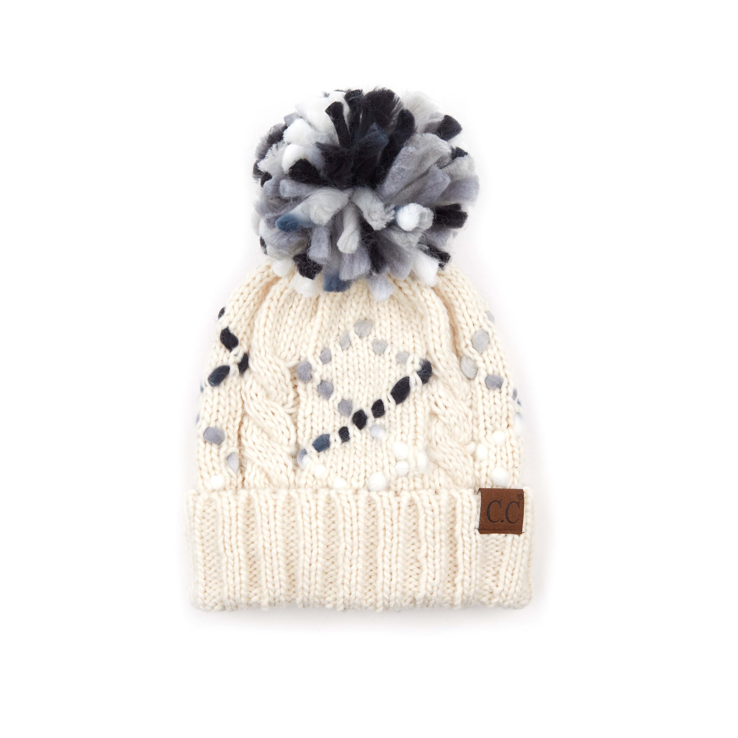 Jersey Pom Hat - Black Flower 5/6